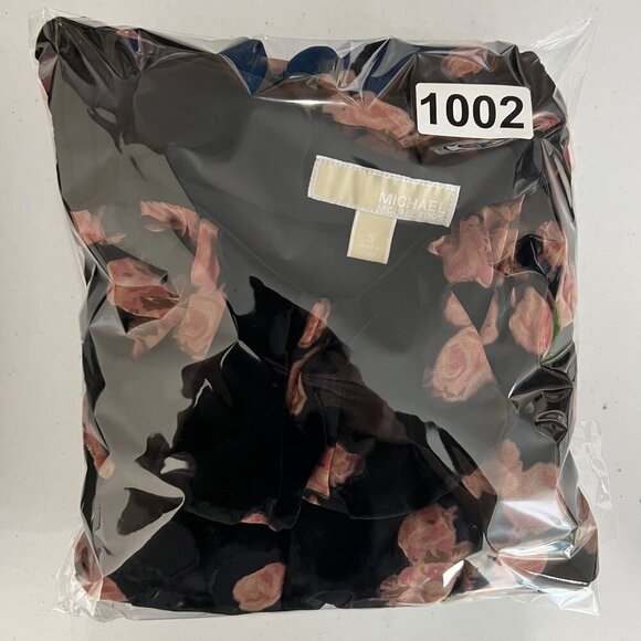 MICHAEL Michael Kors S Velvet Burnout Floral Long Sleeve Ruffle Silk Blend Dress - Picture 16 of 16